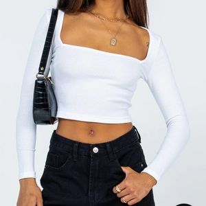White Long Sleeve Crop Top Princess Pollly